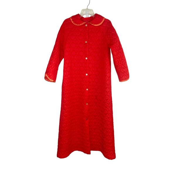 Texsheen Lingerie Vintage Quilted House Coat Robe Red Size M - Picture 1 of 11
